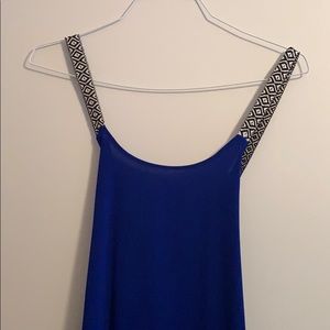Dark blue high low dress with spaghetti straps